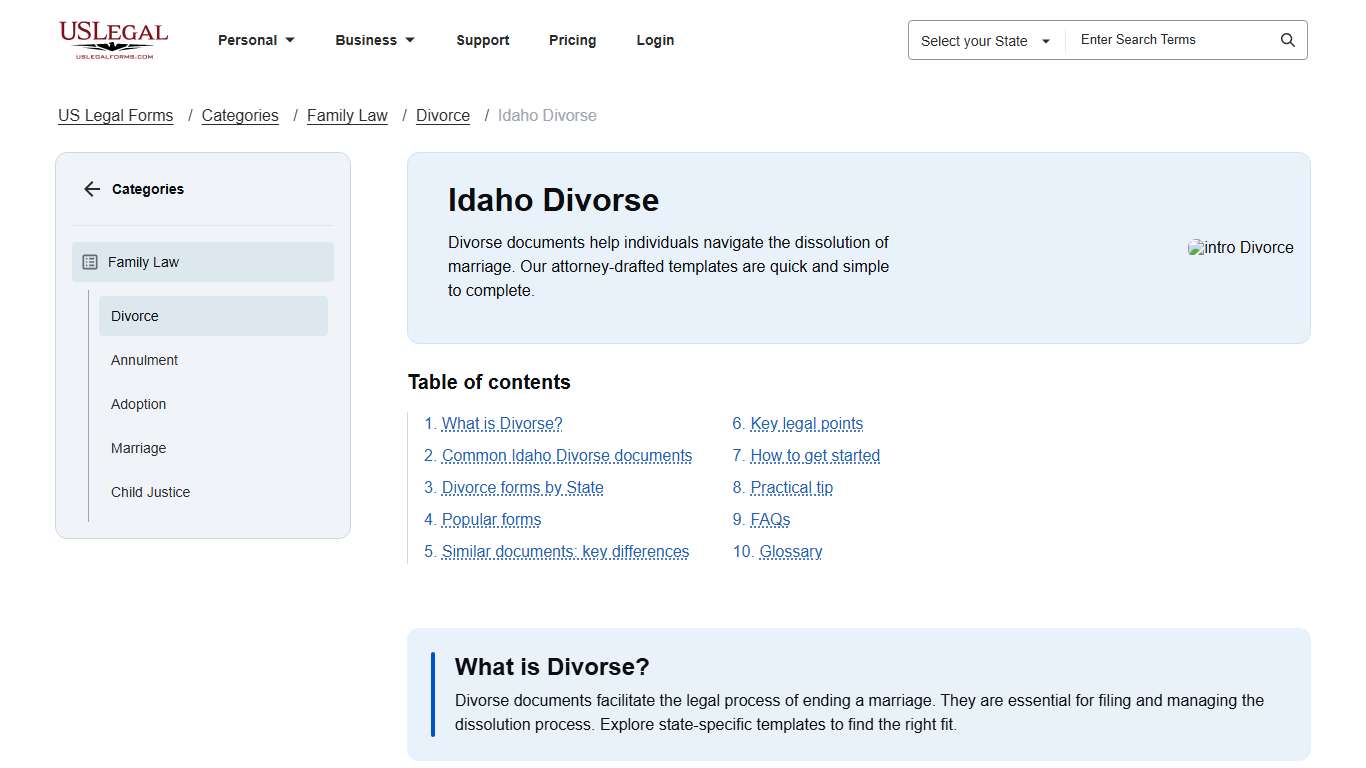 Idaho Divorce Forms Filing for Divorce in Idaho US Legal Forms