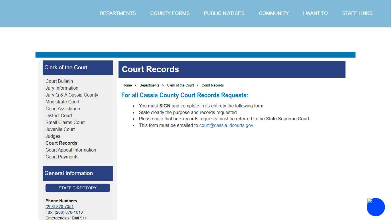 Cassia County, Idaho - Court Records
